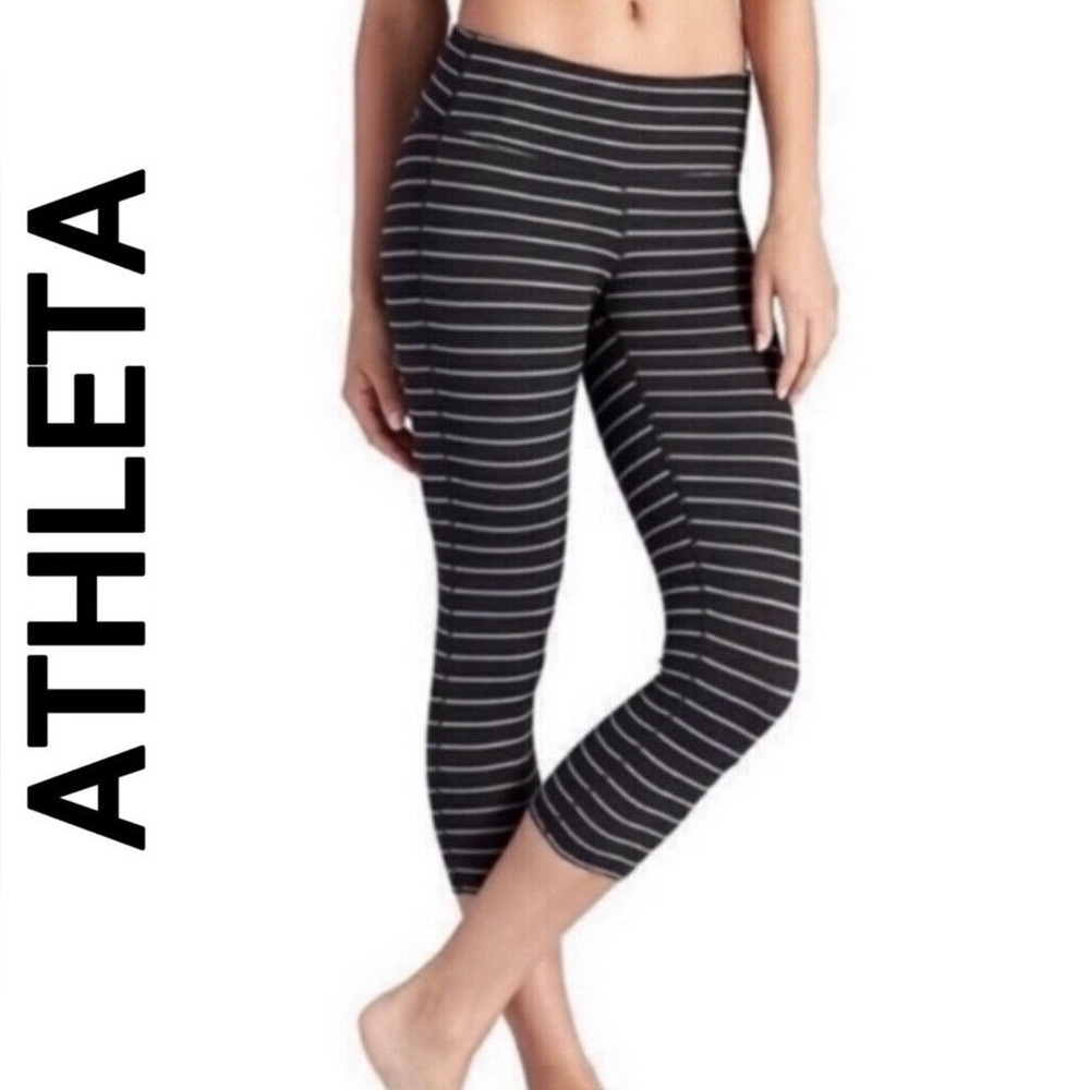 Athleta women’s actiwear striped capri leggings.